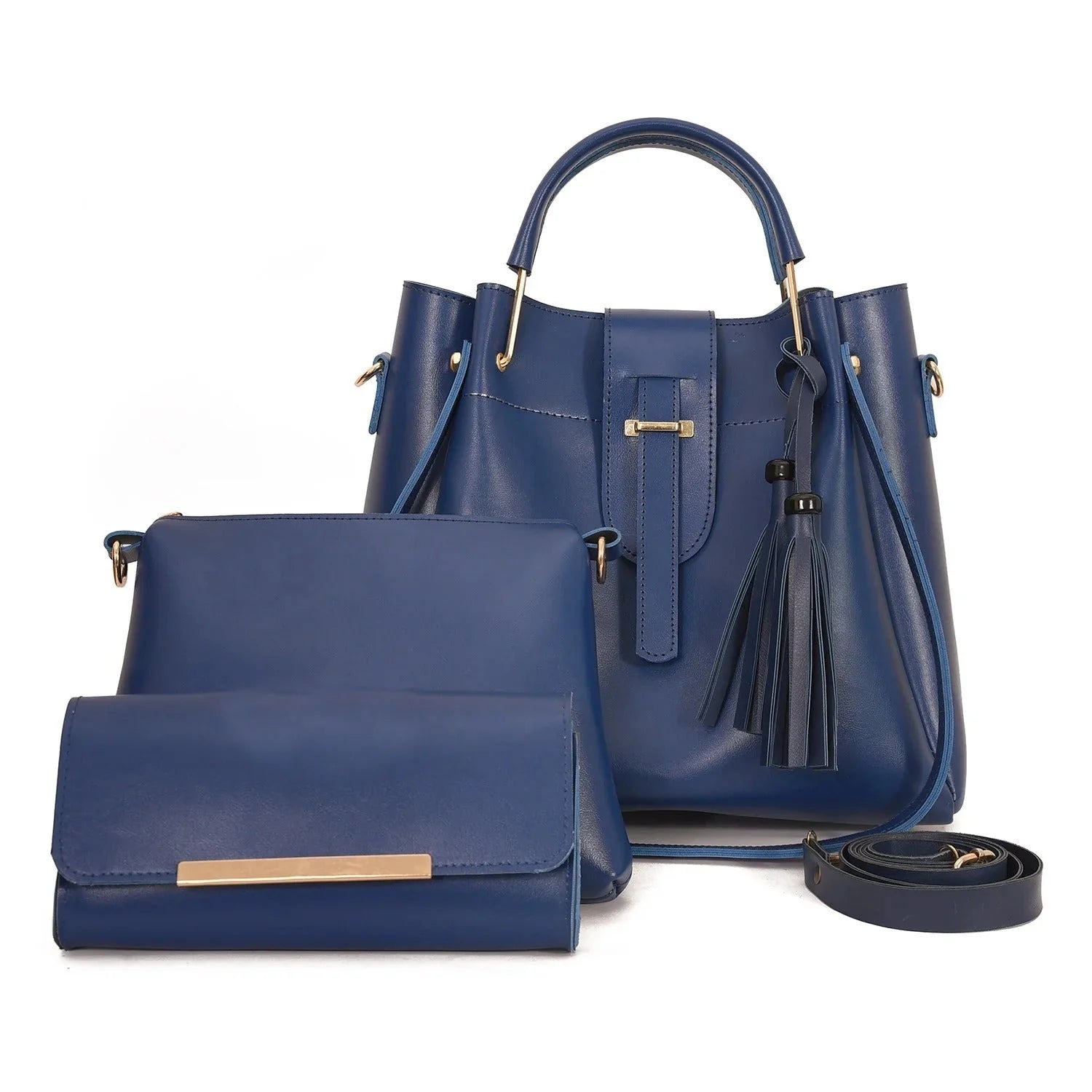 Blue 3 Piece Ladies Handbag Set