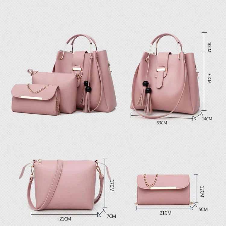 Pink 3 Piece Ladies Handbag Set