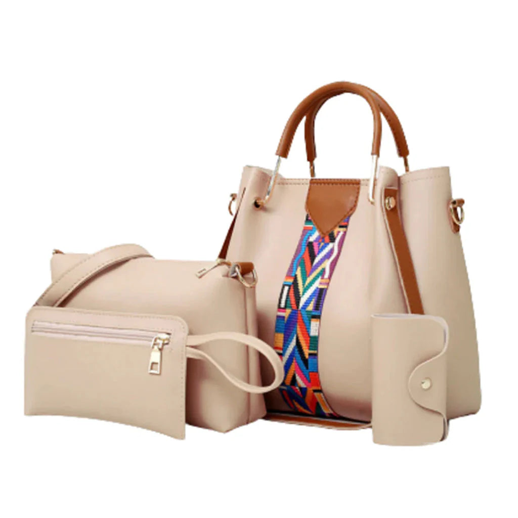 Beige 4 Piece Ladies Handbag Set