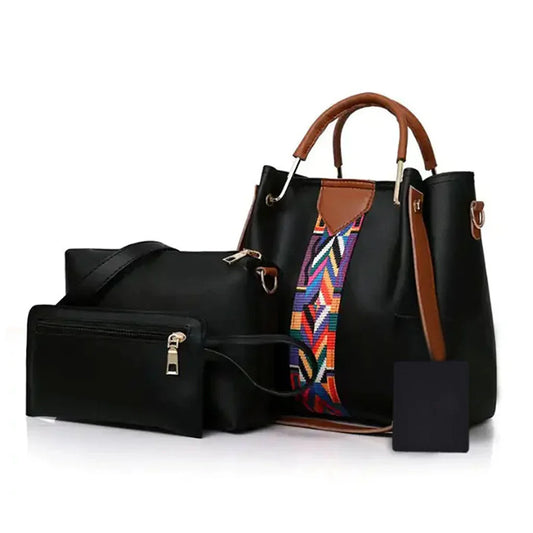 Black 4 Piece Ladies Handbag Set