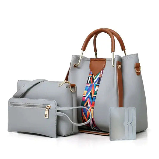 Grey 4 Piece Ladies Handbag Set