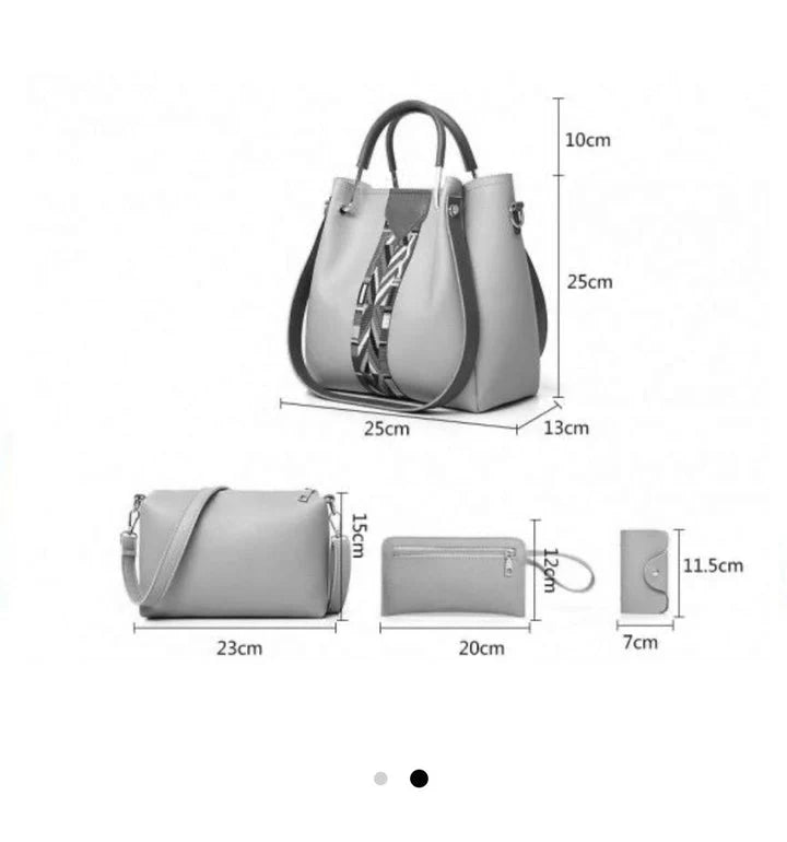 Grey 4 Piece Ladies Handbag Set