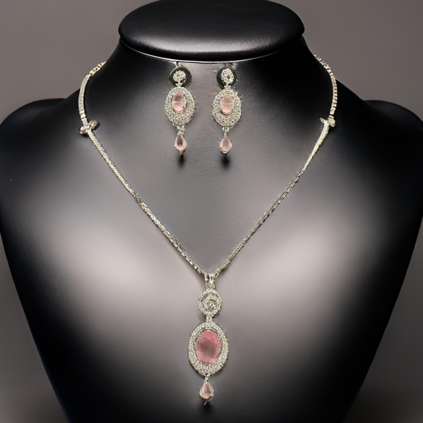 Pink Gemstone Pendant Set