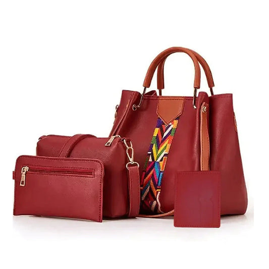 Maroon 4 Piece Ladies Handbag Set