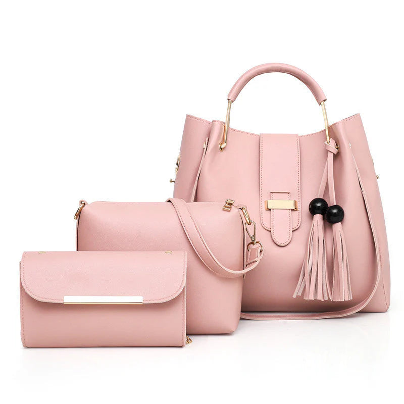 Pink 3 Piece Ladies Handbag Set