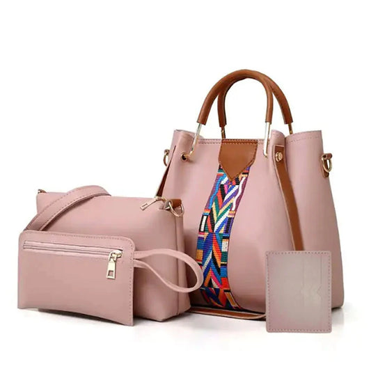 Pink 4 Piece Ladies Handbag Set