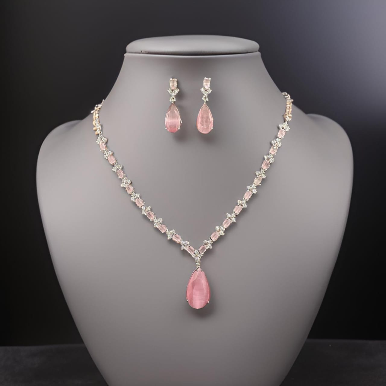 Pink Gemstone Necklace Set