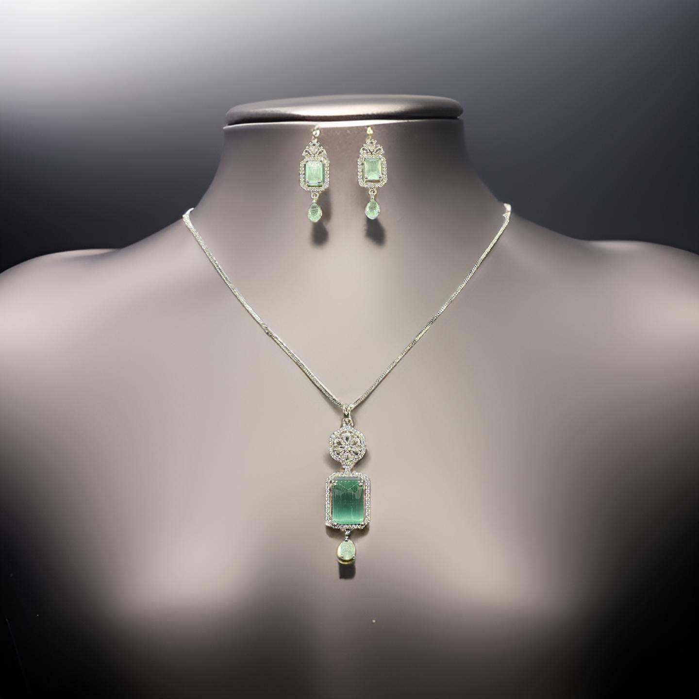 Green Gemstone Pendant Set