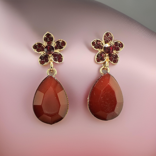 Maroon Gemstone Earrings