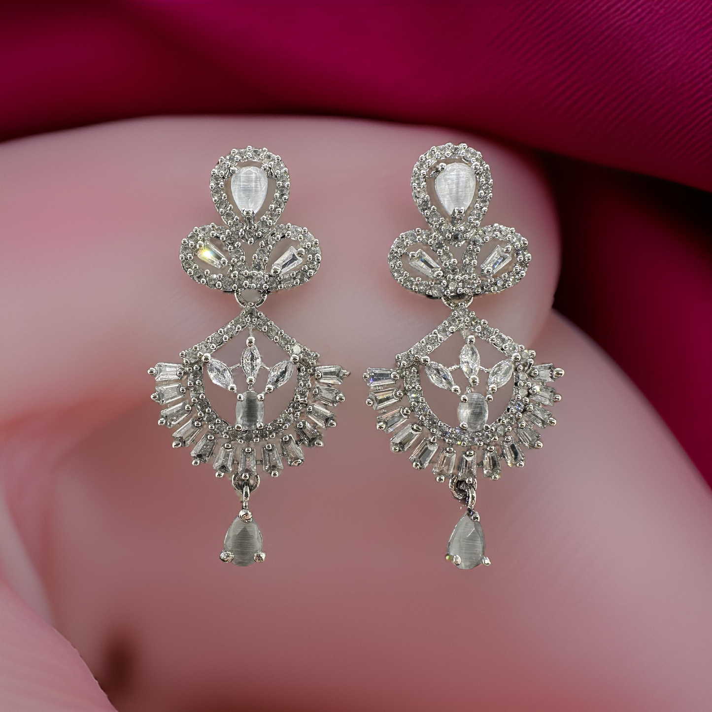 Silver One Carat Earrings