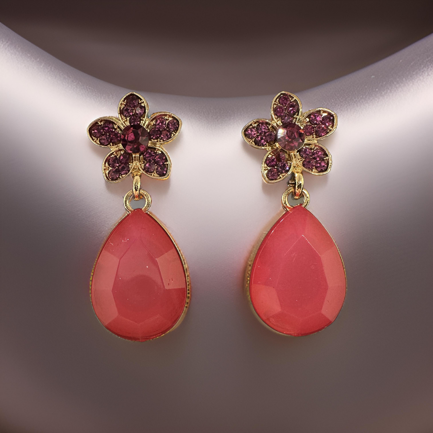 Pink Gemstone Earrings