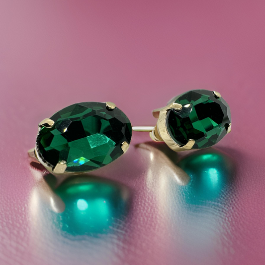 Emerald Green Gemstone Ear Studs