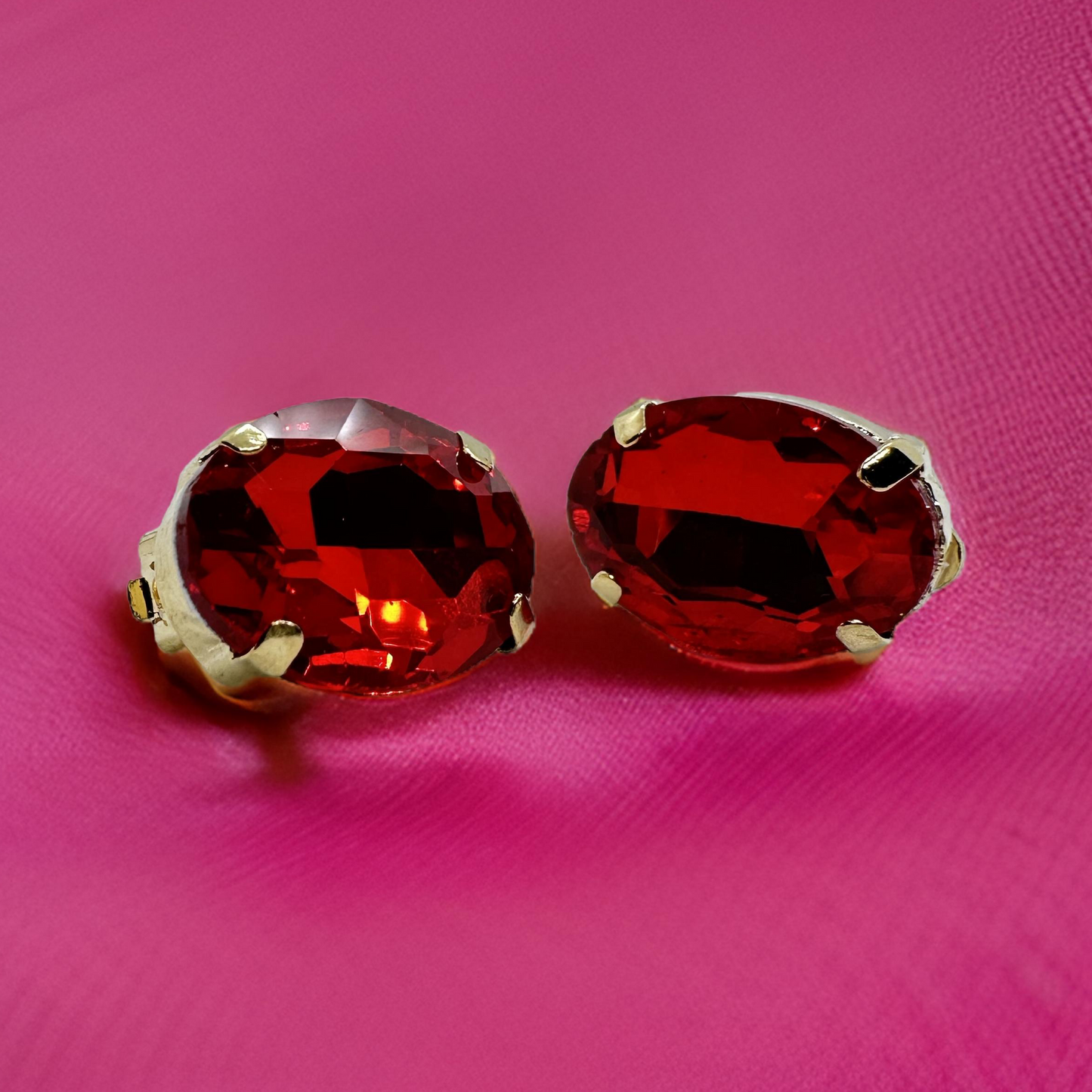 Red Gemstone Ear Studs