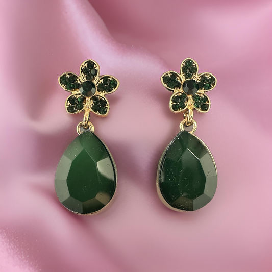 Olive Green Gemstone Earrings