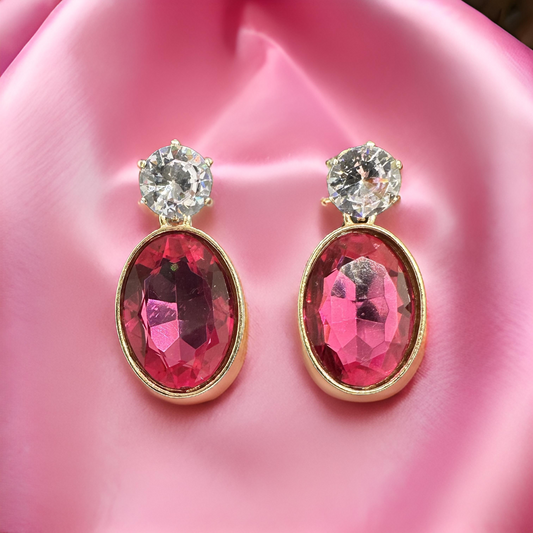 Fuchsia Pink Gemstone Earrings