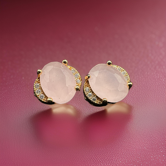 Peach Gemstone Ear Studs