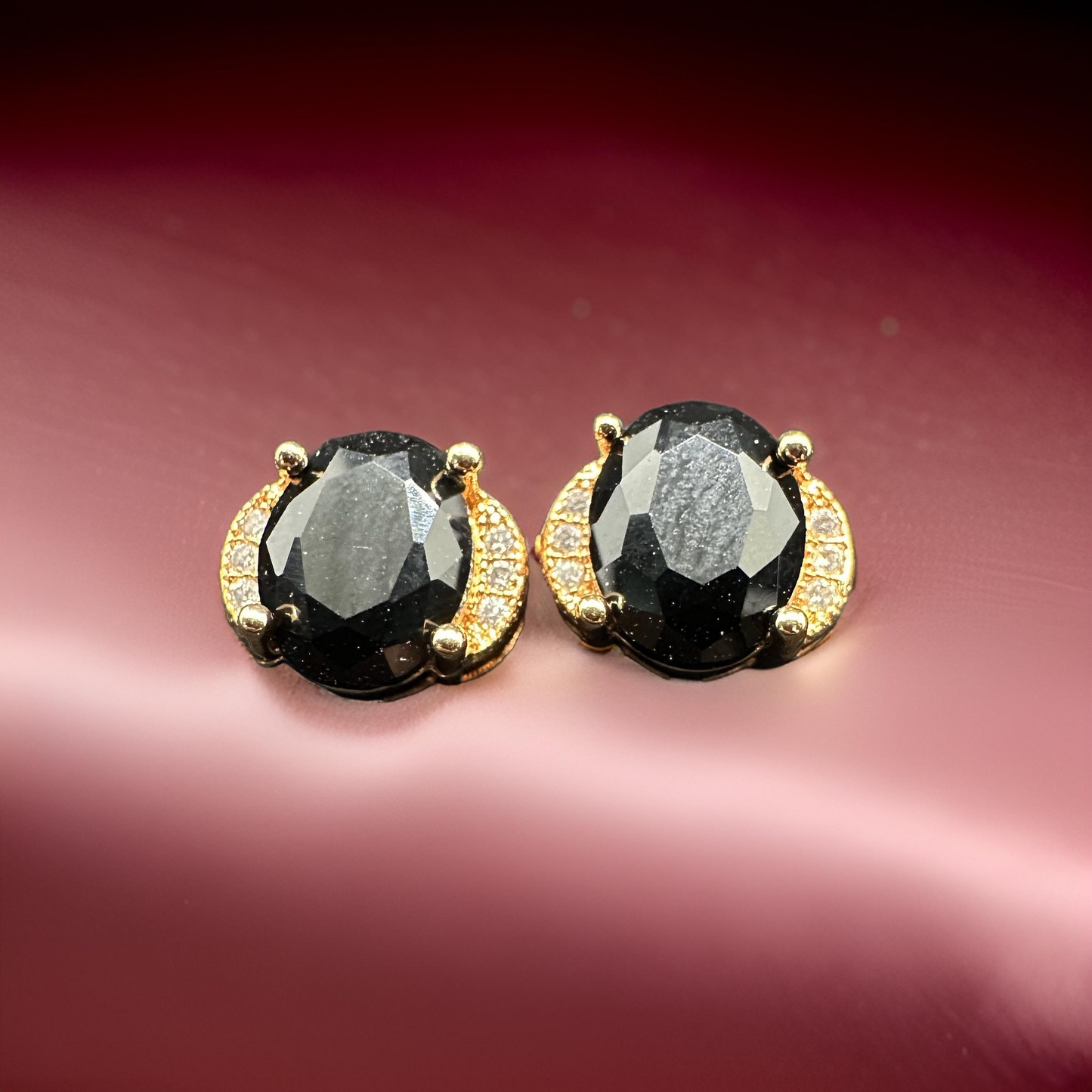 Black Gemstone Ear Studs