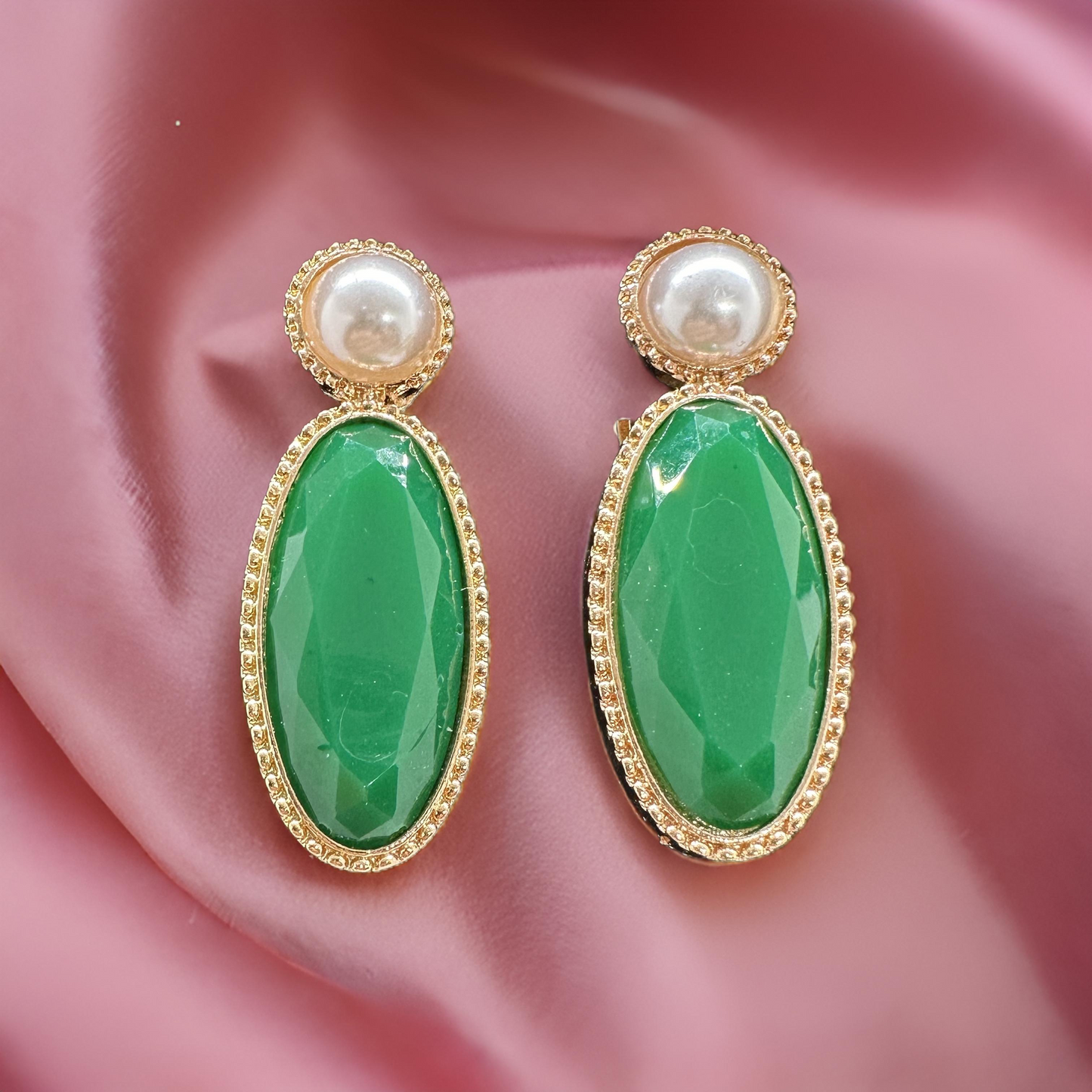 Green Pearl Earrings