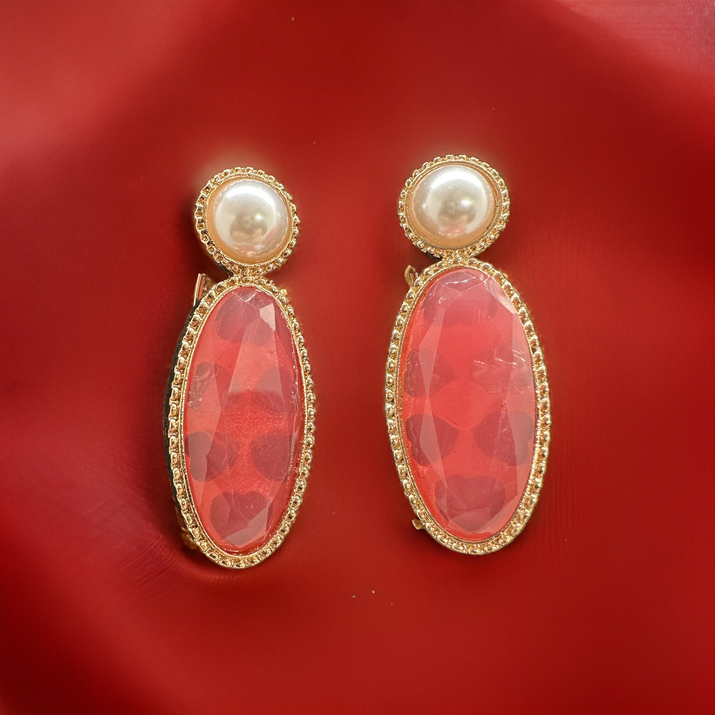 Red Pearl Earrings