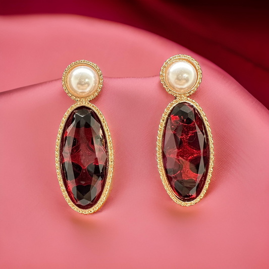 Red Pearl Earrings