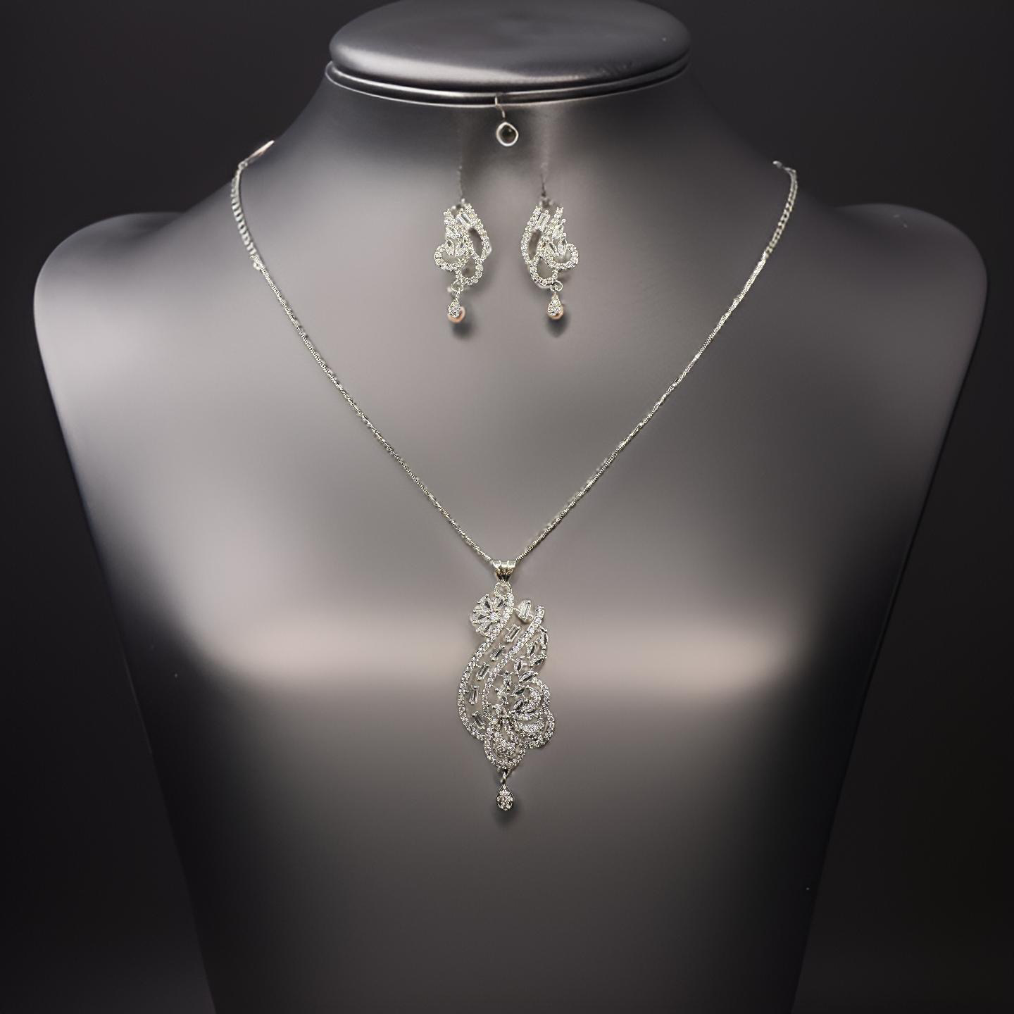 Long Silver Pendant Set