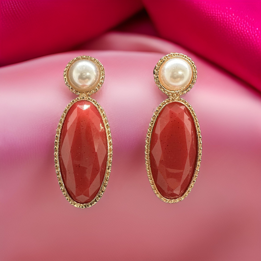 Cheery Red Pearl Earrings